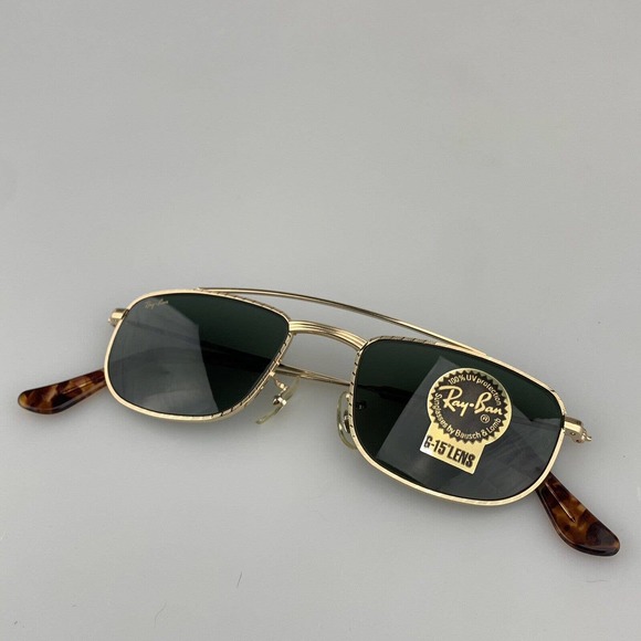 Vintage B & L Ray-Ban Gold Aviator Sunglasses W1756 XRAS Bausch & Lomb NOS - Picture 10 of 11